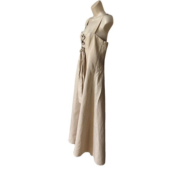 Mara Hoffman Size 4 100% Hemp Maxi Beige Dress Tie Front USA Made - Picture 12 of 16